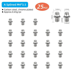Planet Gates Bicycle Pedal Spikes 25PCS Anti-skip Steel Studs M4 Threading Bolts Pin Nail for Cycle Pedals Bike Accessories
