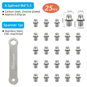 Planet Gates Bicycle Pedal Spikes 25PCS Anti-skip Steel Studs M4 Threading Bolts Pin Nail for Cycle Pedals Bike Accessories