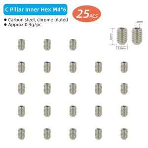 Planet Gates Bicycle Pedal Spikes 25PCS Anti-skip Steel Studs M4 Threading Bolts Pin Nail for Cycle Pedals Bike Accessories