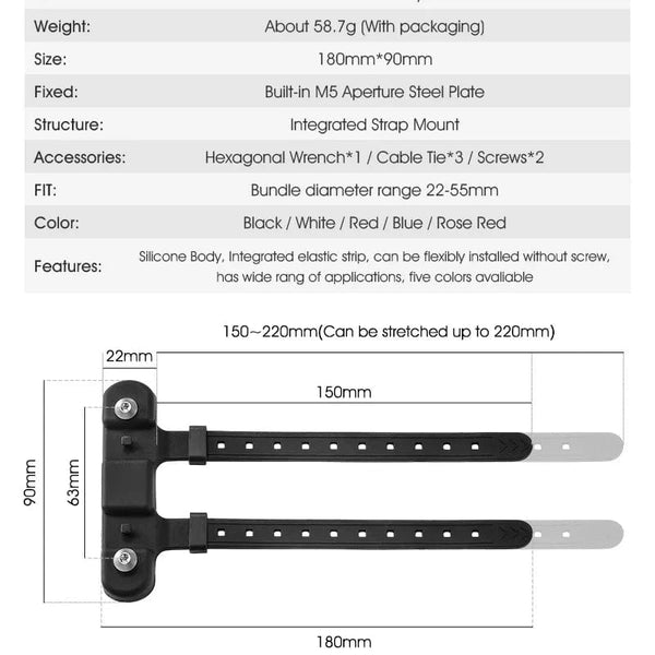 Planet Gates Bicycle Water Bottle Holder Adaptor 5 Colors Silicone Bottle Cage Strap Seatpost Fork Frame Multi Location Mounting Bike Parts