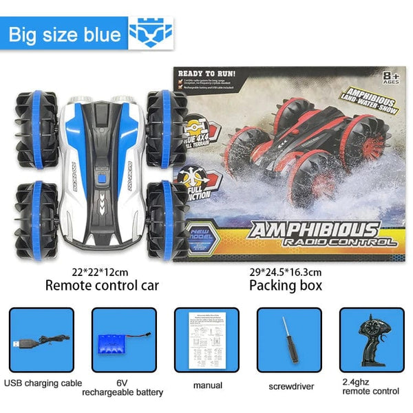 Planet Gates Big blue / CHINA 360 Rotate Rc Cars Remote Control Stunt Car 2 Sides Waterproof Driving On Water And Land Amphibious Electric Toys For Children