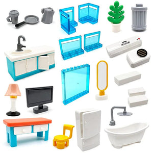 Planet Gates Big Building Block Assembled Mini Furniture Play House Toys For Children Compatible With Duploed Accessories Educational Gift