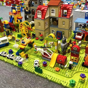 Planet Gates Big Building Blocks Compatible Large Bricks Road Plate Car Parking Pole Fuel Station City Traffic Kids Educational Creative Toys