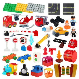 Planet Gates Big Building Blocks Compatible Large Bricks Road Plate Car Parking Pole Fuel Station City Traffic Kids Educational Creative Toys