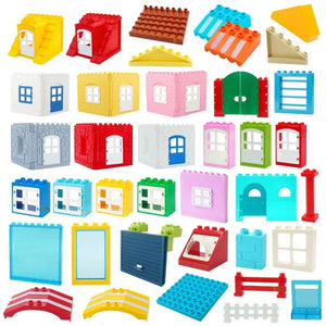 Planet Gates Big Building Blocks Houses Build Accessories Door Window Sets Wall Roof Compatible Large Bricks Assemble Boy Girl Kids Toy Gifts