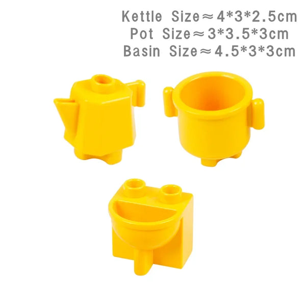 Planet Gates Big Building Blocks Play House Furniture Accessories Indoor Utensil Bed Compatible Large Bricks Assemble Toys Children Kids Gift