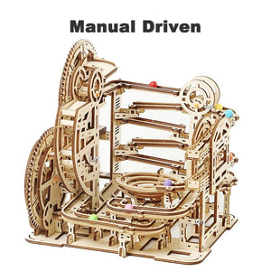 Planet Gates Big-Manual Driven 3D Wooden Puzzle Marble Run Set DIY Mechanical Track Electric Manual Model Building Block Kits Assembly Toy Gift for Teens Adult