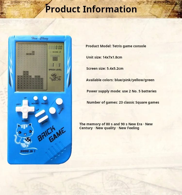 Planet Gates Big Screen Tetris Game Console Retro Retro Classic Children's Handheld Game Console Electronic Toys