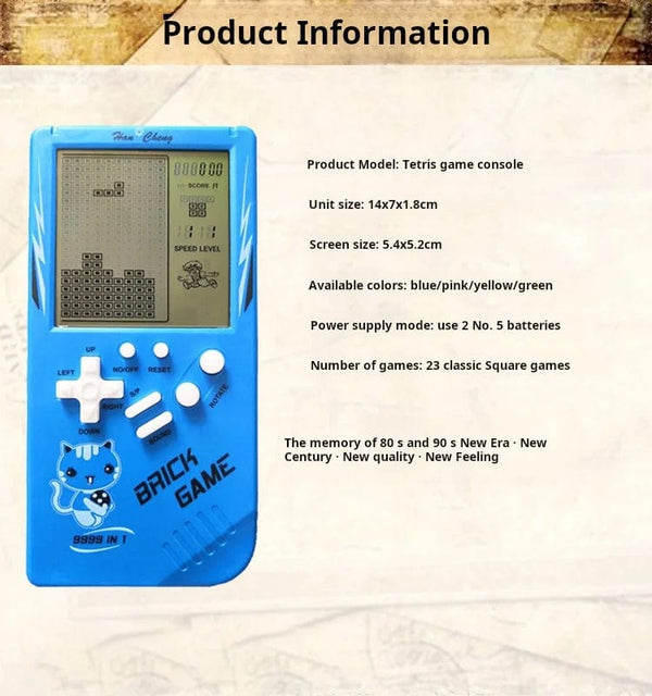 Planet Gates Big Screen Tetris Game Console Retro Retro Classic Children's Handheld Game Console Electronic Toys