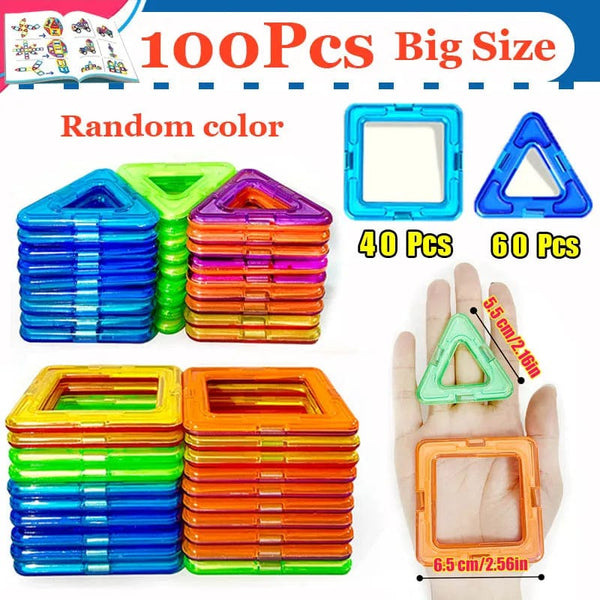 Planet Gates Big Size 100 Pcs Magnetic Building Blocks Big Size and Mini Size DIY Magnets Toys for Kids Designer Construction Set Gifts for Children Toys