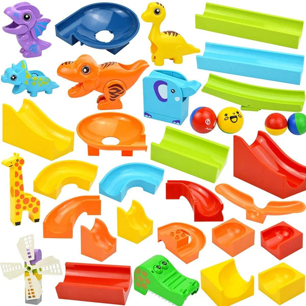 Planet Gates Big Size Building Block Marble Race Run Slide Track Maze Ball Funnel Dinosaur Animal Large Particle Brick Compatible Duploes Toy