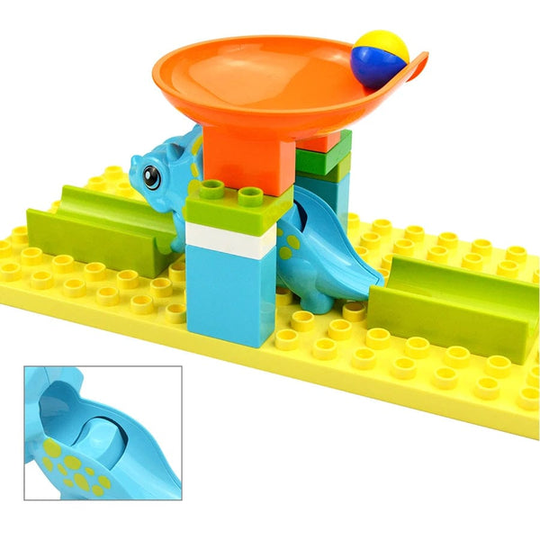 Planet Gates Big Size Building Block Marble Race Run Slide Track Maze Ball Funnel Dinosaur Animal Large Particle Brick Compatible Duploes Toy