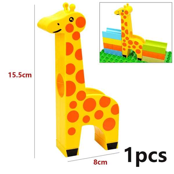 Planet Gates Big Size Building Block Marble Race Run Slide Track Maze Ball Funnel Dinosaur Animal Large Particle Brick Compatible Duploes Toy