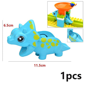 Planet Gates Big Size Building Block Marble Race Run Slide Track Maze Ball Funnel Dinosaur Animal Large Particle Brick Compatible Duploes Toy