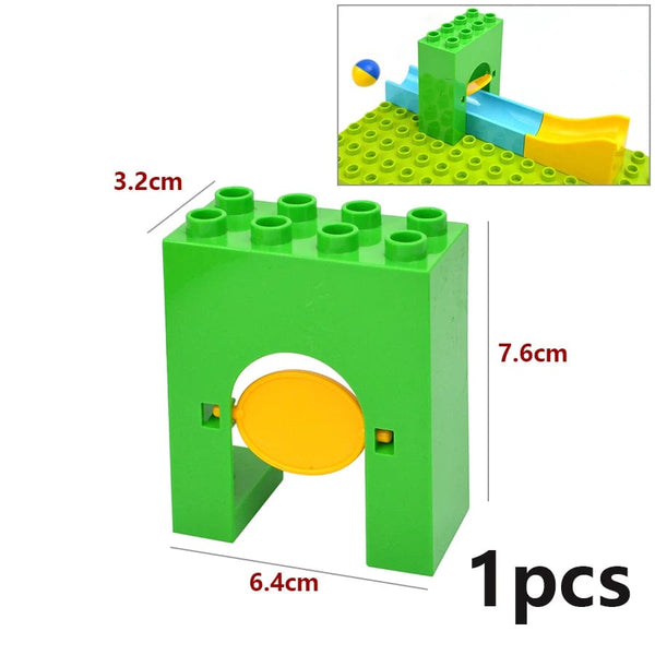 Planet Gates Big Size Building Block Marble Race Run Slide Track Maze Ball Funnel Dinosaur Animal Large Particle Brick Compatible Duploes Toy