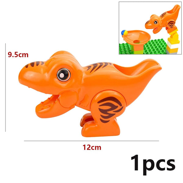 Planet Gates Big Size Building Block Marble Race Run Slide Track Maze Ball Funnel Dinosaur Animal Large Particle Brick Compatible Duploes Toy
