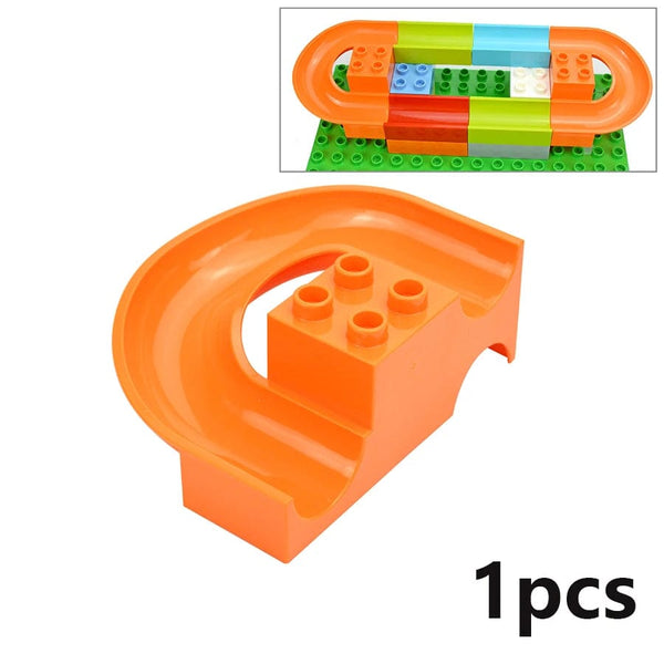 Planet Gates Big Size Building Block Marble Race Run Slide Track Maze Ball Funnel Dinosaur Animal Large Particle Brick Compatible Duploes Toy