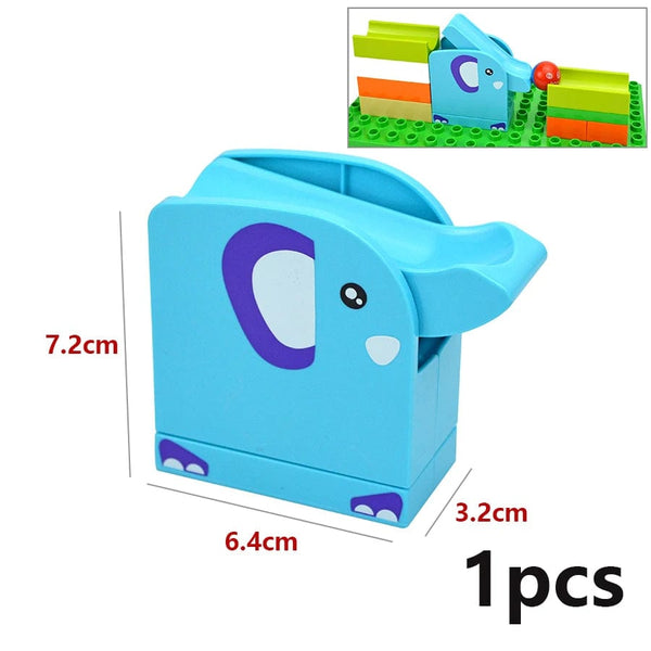 Planet Gates Big Size Building Block Marble Race Run Slide Track Maze Ball Funnel Dinosaur Animal Large Particle Brick Compatible Duploes Toy