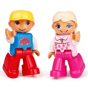 Planet Gates Big Size Character Figures Building Block Doll Family Farmer Worker Doctor Policemen Large Brick Compatible Build House Kid Toys