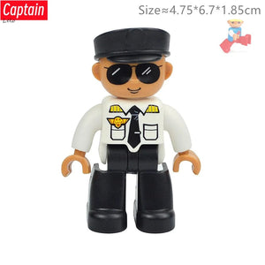 Planet Gates Big Size Character Figures Building Block Doll Family Farmer Worker Doctor Policemen Large Brick Compatible Build House Kid Toys