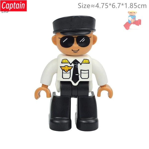 Planet Gates Big Size Character Figures Building Block Doll Family Farmer Worker Doctor Policemen Large Brick Compatible Build House Kid Toys