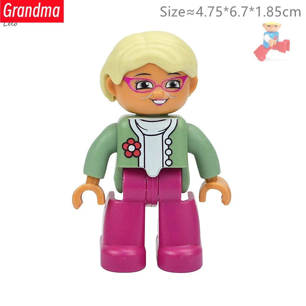 Planet Gates Big Size Character Figures Building Block Doll Family Farmer Worker Doctor Policemen Large Brick Compatible Build House Kid Toys