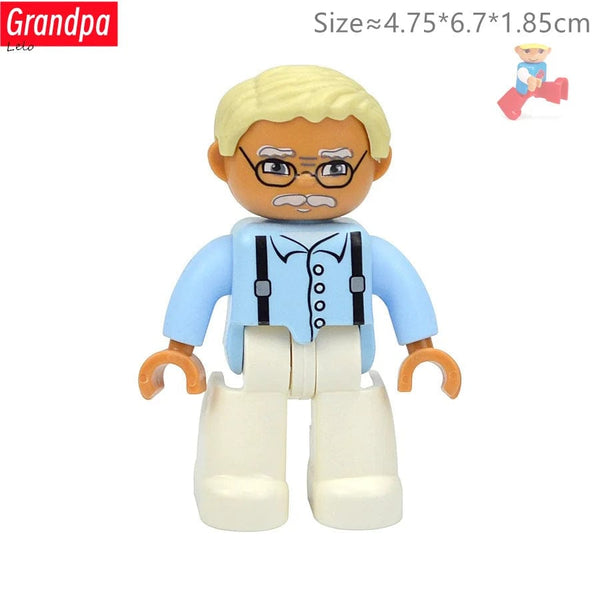 Planet Gates Big Size Character Figures Building Block Doll Family Farmer Worker Doctor Policemen Large Brick Compatible Build House Kid Toys
