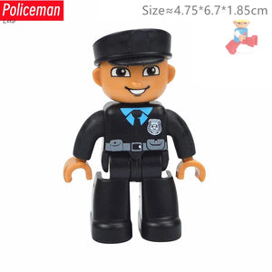 Planet Gates Big Size Character Figures Building Block Doll Family Farmer Worker Doctor Policemen Large Brick Compatible Build House Kid Toys