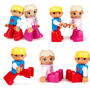 Planet Gates Big Size Character Figures Building Block Doll Family Farmer Worker Doctor Policemen Large Brick Compatible Build House Kid Toys