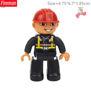 Planet Gates Big Size Character Figures Building Block Doll Family Farmer Worker Doctor Policemen Large Brick Compatible Build House Kid Toys