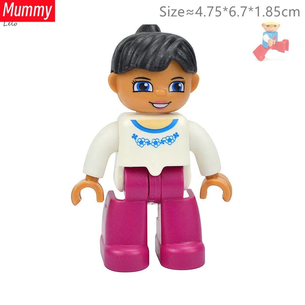 Planet Gates Big Size Character Figures Building Block Doll Family Farmer Worker Doctor Policemen Large Brick Compatible Build House Kid Toys