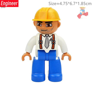 Planet Gates Big Size Character Figures Building Block Doll Family Farmer Worker Doctor Policemen Large Brick Compatible Build House Kid Toys