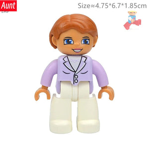 Planet Gates Big Size Character Figures Building Block Doll Family Farmer Worker Doctor Policemen Large Brick Compatible Build House Kid Toys
