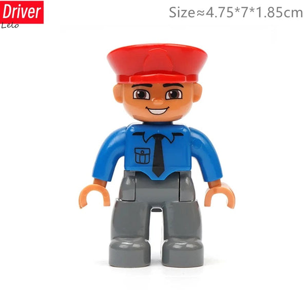 Planet Gates Big Size Character Figures Building Block Doll Family Farmer Worker Doctor Policemen Large Brick Compatible Build House Kid Toys