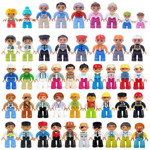 Planet Gates Big Size Character Figures Building Block Doll Family Farmer Worker Doctor Policemen Large Brick Compatible Build House Kid Toys