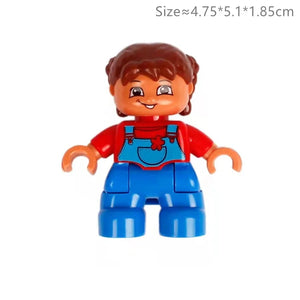 Planet Gates Big Size Character Figures Building Block Doll Family Farmer Worker Doctor Policemen Large Brick Compatible Build House Kid Toys