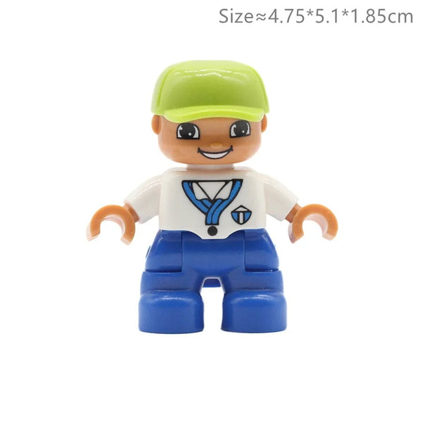 Planet Gates Big Size Character Figures Building Block Doll Family Farmer Worker Doctor Policemen Large Brick Compatible Build House Kid Toys