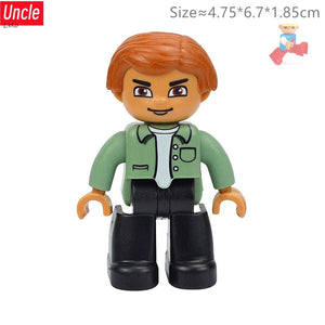 Planet Gates Big Size Character Figures Building Block Doll Family Farmer Worker Doctor Policemen Large Brick Compatible Build House Kid Toys