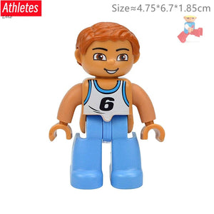 Planet Gates Big Size Character Figures Building Block Doll Family Farmer Worker Doctor Policemen Large Brick Compatible Build House Kid Toys