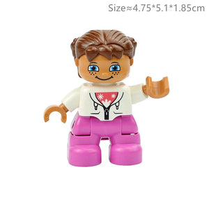 Planet Gates Big Size Character Figures Building Block Doll Family Farmer Worker Doctor Policemen Large Brick Compatible Build House Kid Toys