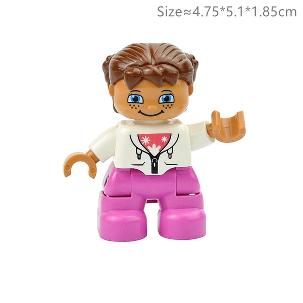 Planet Gates Big Size Character Figures Building Block Doll Family Farmer Worker Doctor Policemen Large Brick Compatible Build House Kid Toys
