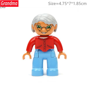 Planet Gates Big Size Character Figures Building Block Doll Family Farmer Worker Doctor Policemen Large Brick Compatible Build House Kid Toys