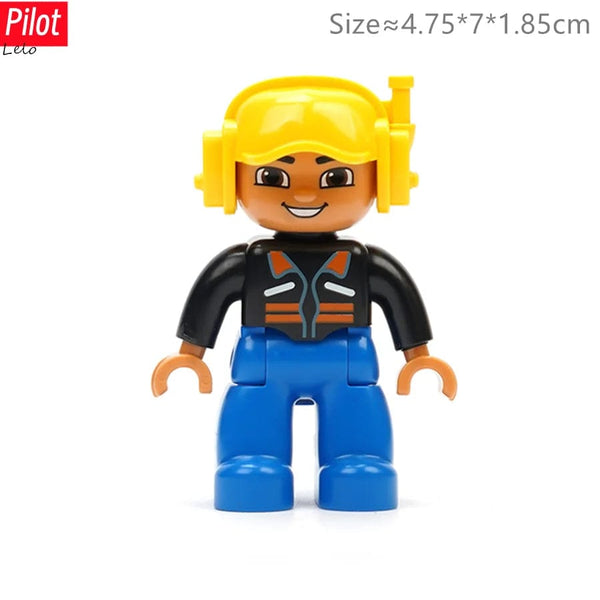 Planet Gates Big Size Character Figures Building Block Doll Family Farmer Worker Doctor Policemen Large Brick Compatible Build House Kid Toys