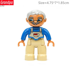 Planet Gates Big Size Character Figures Building Block Doll Family Farmer Worker Doctor Policemen Large Brick Compatible Build House Kid Toys