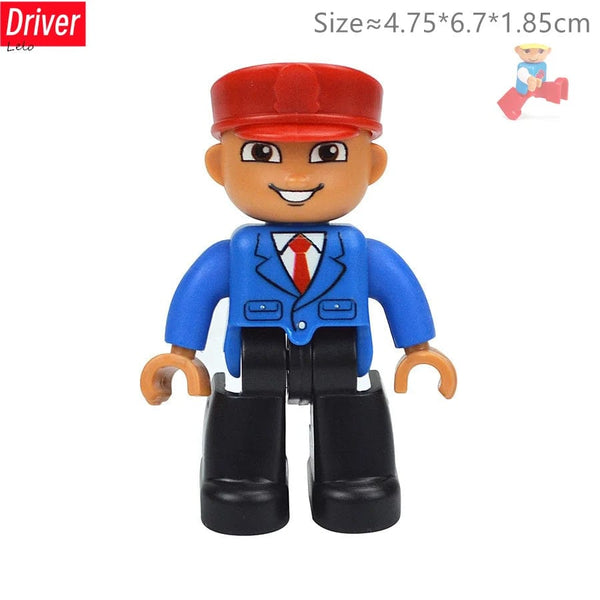 Planet Gates Big Size Character Figures Building Block Doll Family Farmer Worker Doctor Policemen Large Brick Compatible Build House Kid Toys