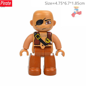 Planet Gates Big Size Character Figures Building Block Doll Family Farmer Worker Doctor Policemen Large Brick Compatible Build House Kid Toys