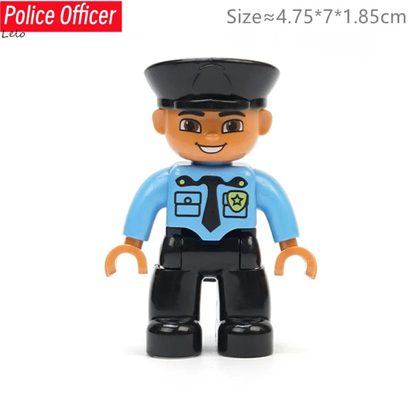 Planet Gates Big Size Character Figures Building Block Doll Family Farmer Worker Doctor Policemen Large Brick Compatible Build House Kid Toys