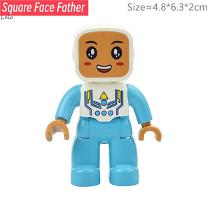 Planet Gates Big Size Character Figures Building Block Doll Family Farmer Worker Doctor Policemen Large Brick Compatible Build House Kid Toys
