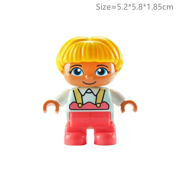 Planet Gates Big Size Character Figures Building Block Doll Family Farmer Worker Doctor Policemen Large Brick Compatible Build House Kid Toys