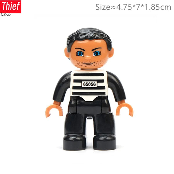 Planet Gates Big Size Character Figures Building Block Doll Family Farmer Worker Doctor Policemen Large Brick Compatible Build House Kid Toys